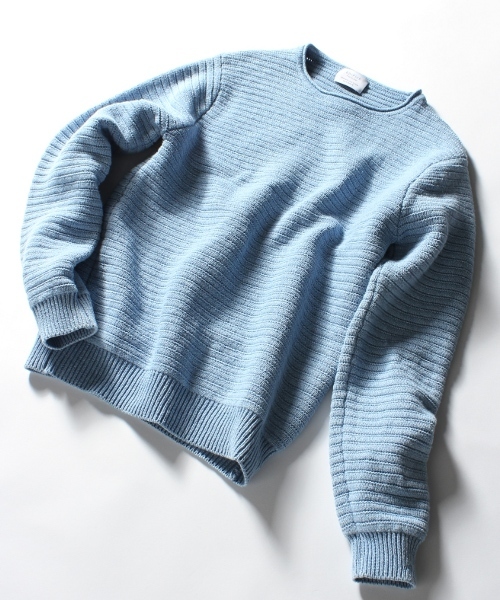 EDIFICE（エディフィス）の「◇INDIGO / インディゴ : リップル ボートネックニット（ニット/セーター・メンズ・ブルー/ネイビー・48/46/44）」の13枚目の写真