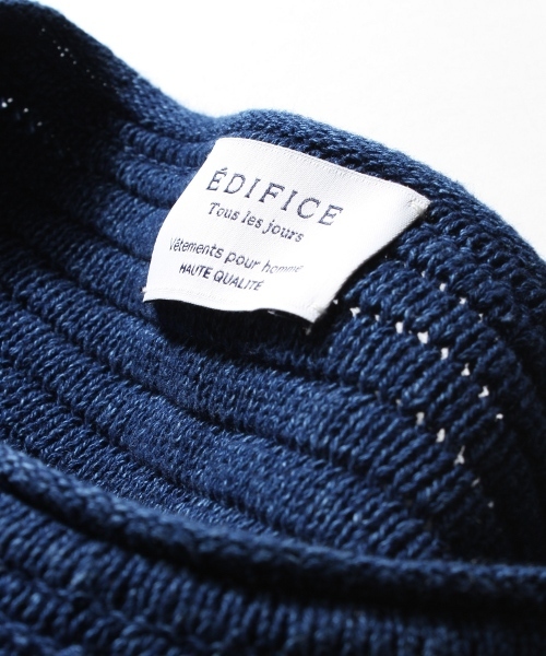 EDIFICE（エディフィス）の「◇INDIGO / インディゴ : リップル ボートネックニット（ニット/セーター・メンズ・ブルー/ネイビー・48/46/44）」の7枚目の写真