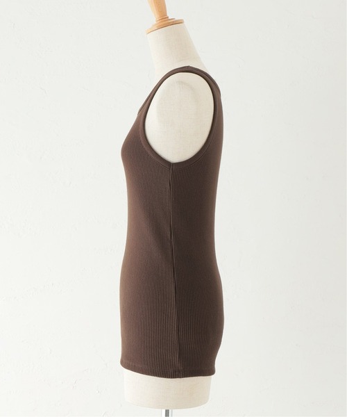 Spick & Span（スピックアンドスパン）の「テレコ アメスリタンク（タンクトップ・レディース・ホワイト/ブラウン・FREE）」の5枚目の写真