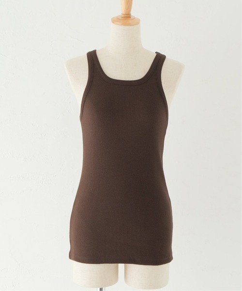 Spick & Span（スピックアンドスパン）の「テレコ アメスリタンク（タンクトップ・レディース・ホワイト/ブラウン・FREE）」の4枚目の写真