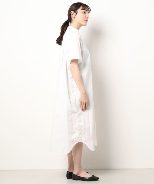 OBSIDIAN ホワイト シャツワンピース 半袖 I am I in fact（アイアムアイインファクト）の「Recycle OX 数字