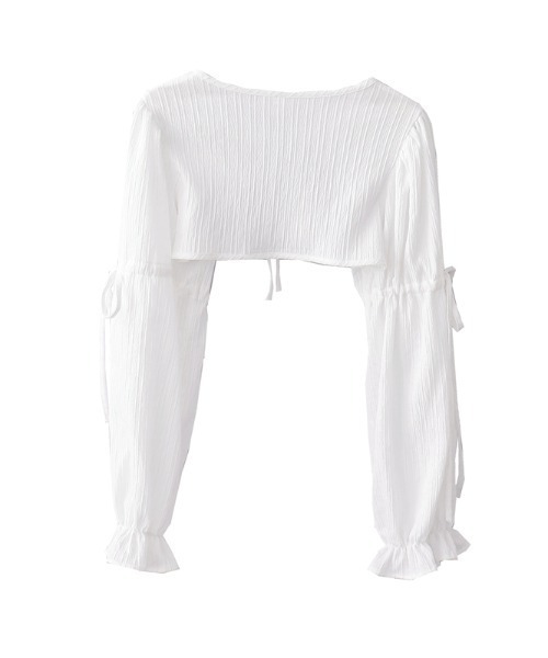 .KOM（ドットコム）の「A'GEM/9 × .kom『.kom/ドットケーオーエム』シャーリング ボレロショール シアーカーディガン（Tシャツ/カットソー・レディース・ホワイト/ブラック・FREE）」の15枚目の写真