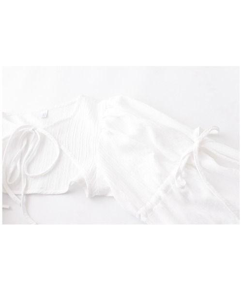 .KOM（ドットコム）の「A'GEM/9 × .kom『.kom/ドットケーオーエム』シャーリング ボレロショール シアーカーディガン（Tシャツ/カットソー・レディース・ホワイト/ブラック・FREE）」の18枚目の写真
