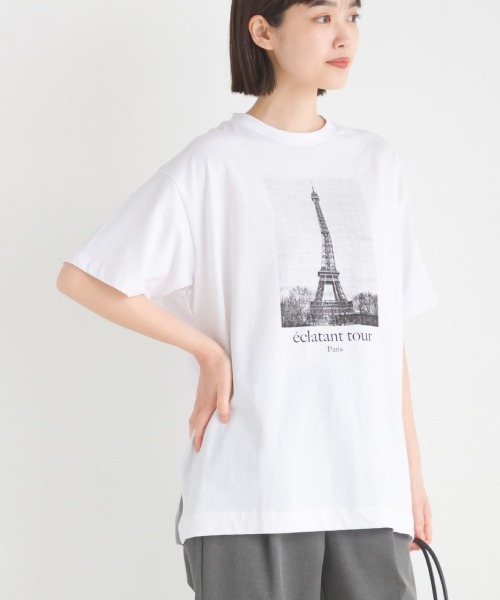 OMNES（オムネス）の「綿ベア天半袖プリントTシャツ（Tシャツ/カットソー・レディース・ベージュ/ホワイト系その他/ブルー系その他/ホワイト系その他2/ホワイト系その他3/チャコール・LARGE/MEDIUM）」の3枚目の写真