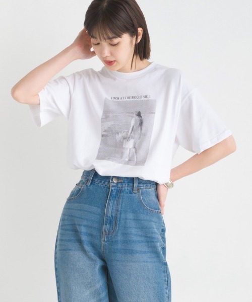 OMNES（オムネス）の「綿ベア天半袖プリントTシャツ（Tシャツ/カットソー・レディース・ベージュ/ホワイト系その他/ブルー系その他/ホワイト系その他2/ホワイト系その他3/チャコール・LARGE/MEDIUM）」の4枚目の写真