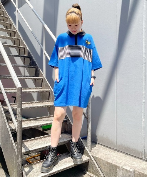 Candy Stripper（キャンディストリッパー）の「GOOF-OFF CANDY POLO ワンピース（ポロシャツ・レディース・ブラック/ブルー/グリーン・2）」の19枚目の写真