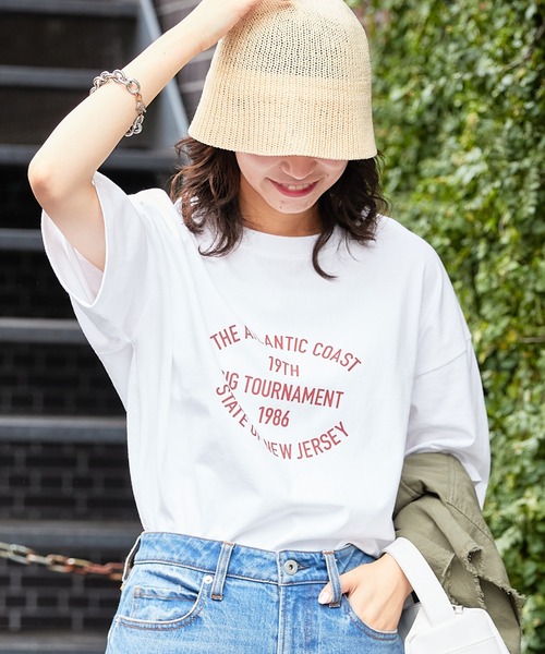 CIAOPANIC TYPY(チャオパニックティピー)の「USAコットンアソートロゴプリントTee(Tシャツ/カットソー・レディース・オレンジ/ピンク/サックスブルー/ブラック/ホワイト・ONE SIZE)」の22枚目の写真