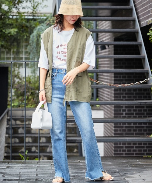 CIAOPANIC TYPY(チャオパニックティピー)の「USAコットンアソートロゴプリントTee(Tシャツ/カットソー・レディース・オレンジ/ピンク/サックスブルー/ブラック/ホワイト・ONE SIZE)」の6枚目の写真