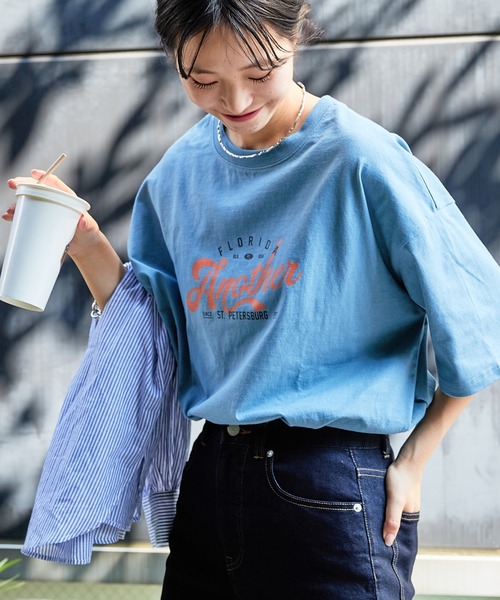 CIAOPANIC TYPY(チャオパニックティピー)の「USAコットンアソートロゴプリントTee(Tシャツ/カットソー・レディース・オレンジ/ピンク/サックスブルー/ブラック/ホワイト・ONE SIZE)」の8枚目の写真