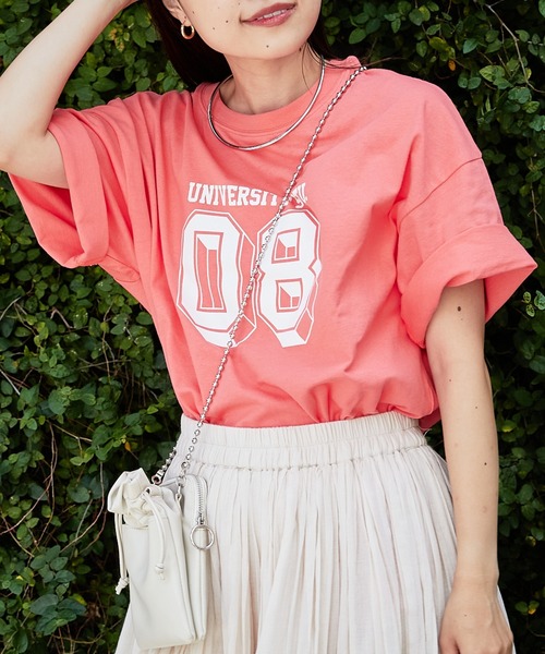 CIAOPANIC TYPY(チャオパニックティピー)の「USAコットンアソートロゴプリントTee(Tシャツ/カットソー・レディース・オレンジ/ピンク/サックスブルー/ブラック/ホワイト・ONE SIZE)」の18枚目の写真