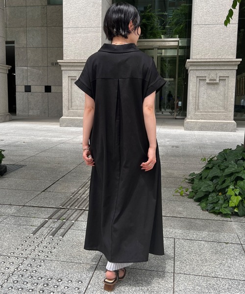 Chez toi（シェトワ）の「スキッパーフレンチスリーブシャツワンピース（シャツワンピース・レディース・ブラック/カーキ/オレンジ・FREE）」の16枚目の写真