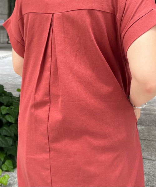 Chez toi（シェトワ）の「スキッパーフレンチスリーブシャツワンピース（シャツワンピース・レディース・ブラック/カーキ/オレンジ・FREE）」の7枚目の写真