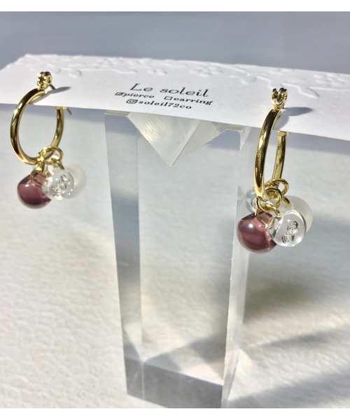 tone(トーン)の「【Le soleil】彩りたわわに揺れる フープピアス(MA)(ピアス(両耳用)・レディース・パープル/グリーン・FREE)」の3枚目の写真