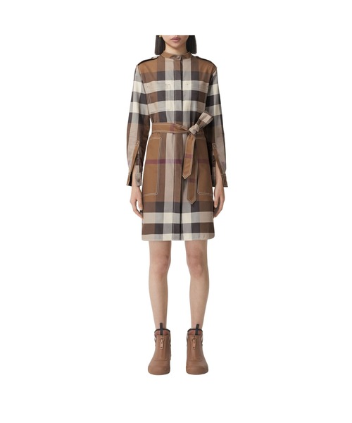 BURBERRY(バーバリー)の「チェック コットンポプリン タイウエスト シャツドレス(シャツワンピース・レディース・ダークブラウン系・2/4)」の5枚目の写真