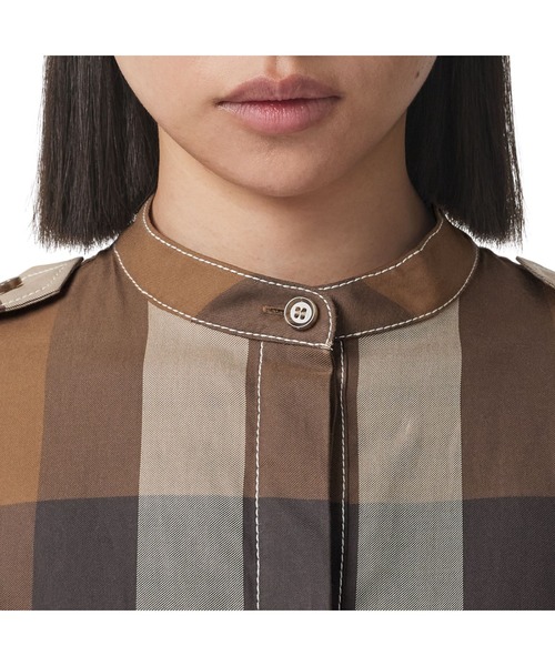 BURBERRY(バーバリー)の「チェック コットンポプリン タイウエスト シャツドレス(シャツワンピース・レディース・ダークブラウン系・2/4)」の4枚目の写真