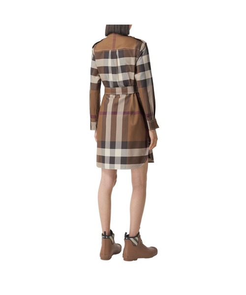 BURBERRY(バーバリー)の「チェック コットンポプリン タイウエスト シャツドレス(シャツワンピース・レディース・ダークブラウン系・2/4)」の6枚目の写真