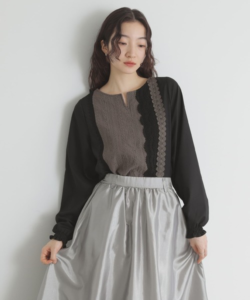 somari imagination（ソマリ イマジネーション）の「『配色レースデザインブラウス』（シャツ/ブラウス・レディース・ブラック/オフホワイト・1/2）」の10枚目の写真