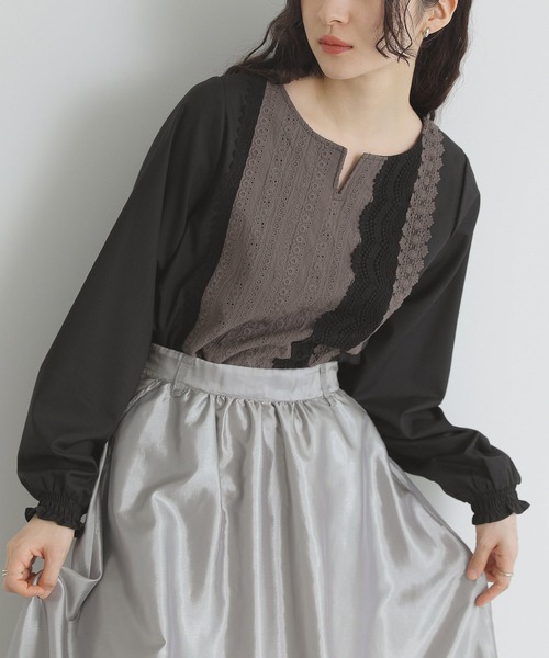 somari imagination（ソマリ イマジネーション）の「『配色レースデザインブラウス』（シャツ/ブラウス・レディース・ブラック/オフホワイト・1/2）」の8枚目の写真