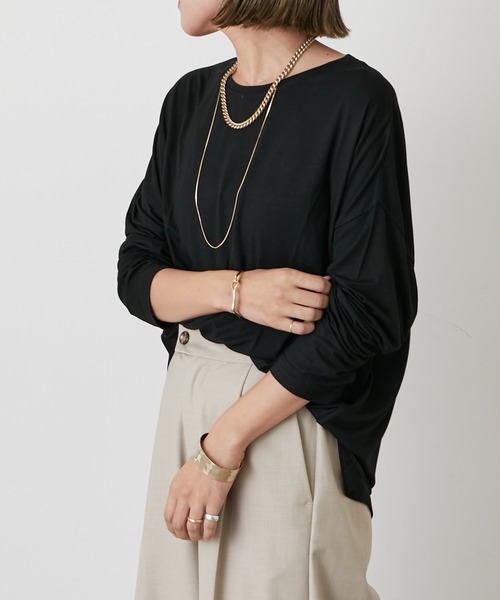 Omekashi(オメカシ)の「シアードルマンロングプルオーバー(Tシャツ/カットソー・レディース・ブラック/オフホワイト/ピンク・FREE)」の4枚目の写真