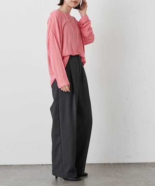 Omekashi(オメカシ)の「シアードルマンロングプルオーバー(Tシャツ/カットソー・レディース・ブラック/オフホワイト/ピンク・FREE)」の6枚目の写真