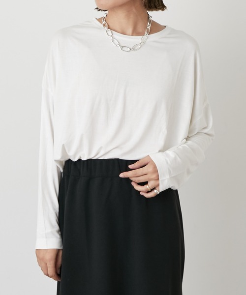 Omekashi(オメカシ)の「シアードルマンロングプルオーバー(Tシャツ/カットソー・レディース・ブラック/オフホワイト/ピンク・FREE)」の7枚目の写真