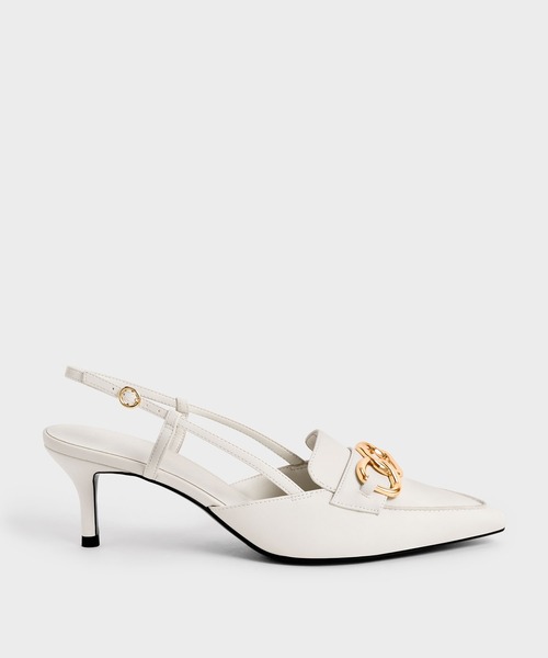 CHARLES & KEITH(チャールズ & キース)の「チャンキー チェーンリンクスリングバックパンプス(パンプス・レディース・マルーン/ブラック/オフホワイト・22.5cm/25cm/23.5cm/23cm/25.5cm/24.5cm)」の2枚目の写真