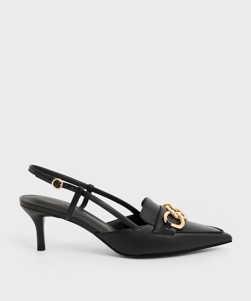 CHARLES & KEITH(チャールズ & キース)の「チャンキー チェーンリンクスリングバックパンプス(パンプス・レディース・マルーン/ブラック/オフホワイト・22.5cm/25cm/23.5cm/23cm/25.5cm/24.5cm)」の1枚目の写真