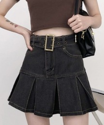 .KOM | A'GEM/9 × .kom『.kom/ドットケーオーエム』ベルトデニム ミニスカート(デニムスカート)