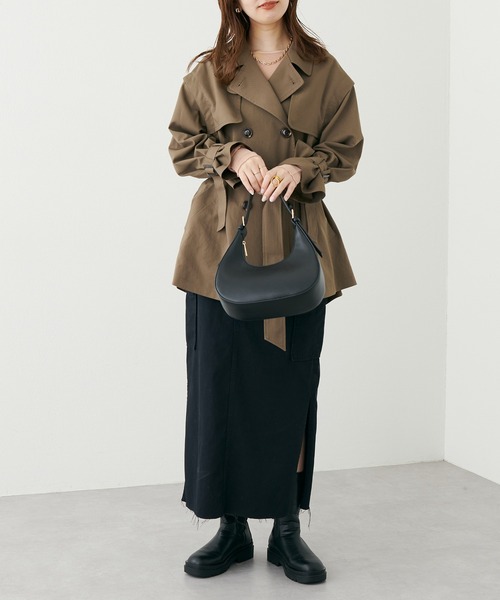 natural couture（ナチュラルクチュール）の「WEB限定カラーあり/2022AWアイテム/注目のおしゃれミドル丈コート 袖取れるケープジレトレンチ（トレンチコート・レディース・ベージュ/ブラウン/ネイビー・FREE）」の6枚目の写真