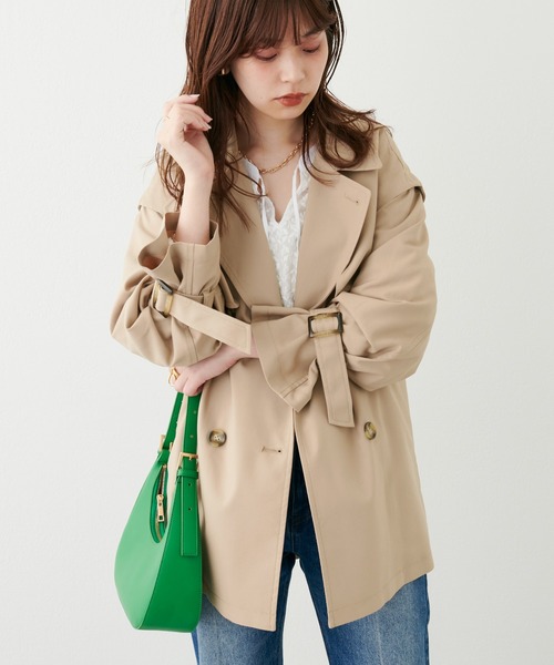 natural couture（ナチュラルクチュール）の「WEB限定カラーあり/2022AWアイテム/注目のおしゃれミドル丈コート 袖取れるケープジレトレンチ（トレンチコート・レディース・ベージュ/ブラウン/ネイビー・FREE）」の18枚目の写真