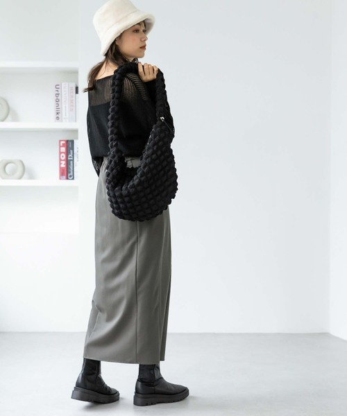 Edit Sheen（エディットシーン）の「2wayシャーリングキルティングバッグ（ショルダーバッグ・レディース・ホワイト/ブラック・FREE）」の4枚目の写真