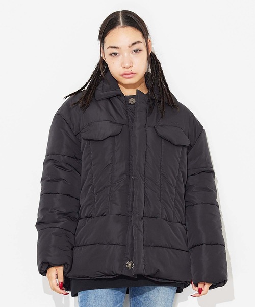 X-girl（エックスガール）の「PUFFER JACKET（その他アウター・レディース・ブラック/ベージュ/レッド・S/M）」の2枚目の写真