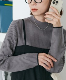 【リピーター続出/26色展開】モチモチリブパイピングハイネック《WEB限定》
