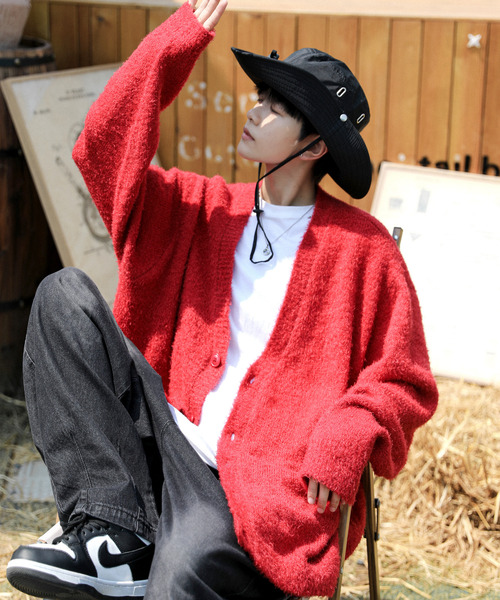 neos（ネオス）の「【neos -addictive design-】ビッグシルエット フェザーヤーン ニット カーディガン（カーディガン/ボレロ・メンズ・ホワイト/ブラック/ベージュ/グレー/レッド・MEDIUM/LARGE）」の5枚目の写真