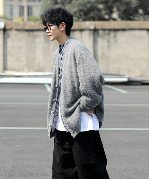 neos（ネオス）の「【neos -addictive design-】ビッグシルエット フェザーヤーン ニット カーディガン（カーディガン/ボレロ・メンズ・ホワイト/ブラック/ベージュ/グレー/レッド・MEDIUM/LARGE）」の6枚目の写真