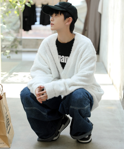 neos（ネオス）の「【neos -addictive design-】ビッグシルエット フェザーヤーン ニット カーディガン（カーディガン/ボレロ・メンズ・ホワイト/ブラック/ベージュ/グレー/レッド・MEDIUM/LARGE）」の20枚目の写真