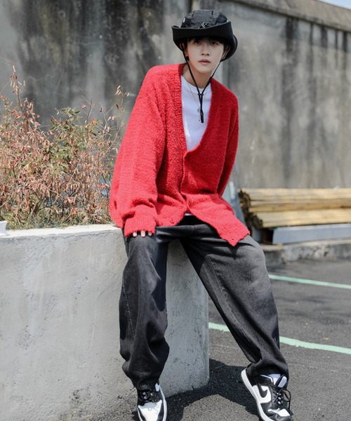 neos（ネオス）の「【neos -addictive design-】ビッグシルエット フェザーヤーン ニット カーディガン（カーディガン/ボレロ・メンズ・ホワイト/ブラック/ベージュ/グレー/レッド・MEDIUM/LARGE）」の11枚目の写真