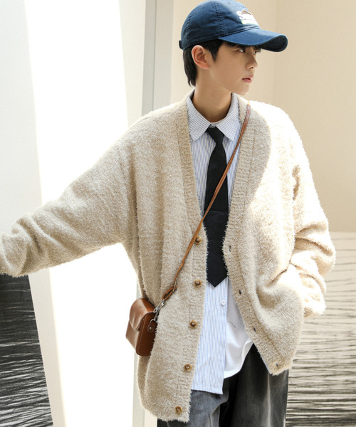 neos（ネオス）の「【neos -addictive design-】ビッグシルエット フェザーヤーン ニット カーディガン（カーディガン/ボレロ・メンズ・ホワイト/ブラック/ベージュ/グレー/レッド・MEDIUM/LARGE）」の18枚目の写真