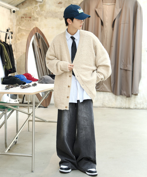 neos（ネオス）の「【neos -addictive design-】ビッグシルエット フェザーヤーン ニット カーディガン（カーディガン/ボレロ・メンズ・ホワイト/ブラック/ベージュ/グレー/レッド・MEDIUM/LARGE）」の21枚目の写真