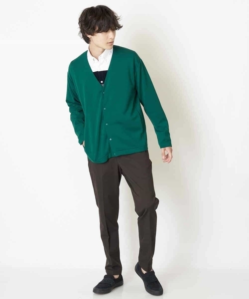 a.v.v（アーヴェヴェ）の「【累計8000枚販売】なめらかダンボールカーディガン（カーディガン/ボレロ・メンズ・ブラック/オレンジ/グリーン/モカ・46/50/48/52/44）」の15枚目の写真