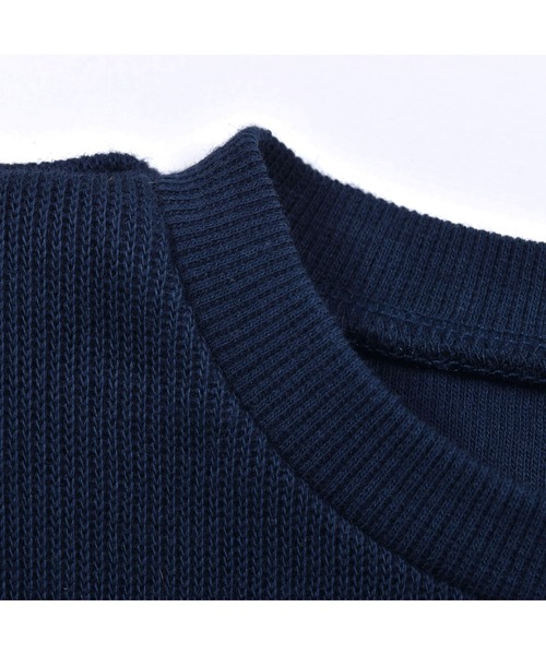 BeBe（ベベ）の「BeBe/ローゲージワッフルパイピングフリルトレーナー(90~150cm)（スウェット・キッズ・ネイビー/ブルー・110/130/120/140/150/100/90）」の9枚目の写真