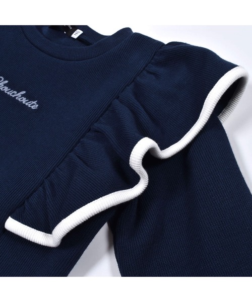BeBe（ベベ）の「BeBe/ローゲージワッフルパイピングフリルトレーナー(90~150cm)（スウェット・キッズ・ネイビー/ブルー・110/130/120/140/150/100/90）」の11枚目の写真