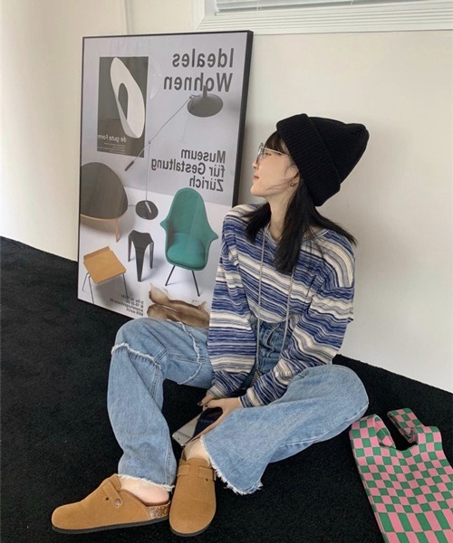 HALEY PESCA（ヘーリーペスカ）の「HALEY PESCA/アシンメトリー ボーダーロンT（Tシャツ/カットソー・レディース・カーキ/ピンク/ブラック/ブルー・LARGE/MEDIUM）」の18枚目の写真