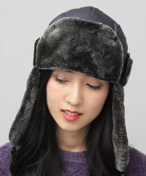 A.M.S.（エーエムエス）の「ポリエステル ファーボア / コーデュロイ フェイクファー フライトキャップ / アビエーター / アビエイター / 飛行帽（キャップ・レディース・グレー/ブラック系その他/ブラック/グリーン系その他/ネイビー/ベージュ系その他/ブラウン・FREE）」の8枚目の写真