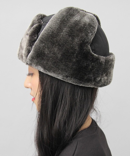 A.M.S.（エーエムエス）の「ポリエステル ファーボア / コーデュロイ フェイクファー フライトキャップ / アビエーター / アビエイター / 飛行帽（キャップ・レディース・グレー/ブラック系その他/ブラック/グリーン系その他/ネイビー/ベージュ系その他/ブラウン・FREE）」の9枚目の写真