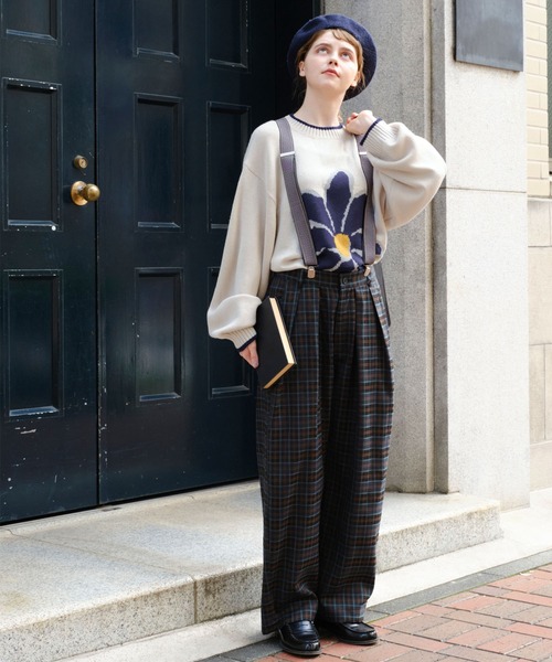 MONO-MART LADY'S(モノマートレディース)の「フラワージャガードニットプルオーバー(ニット/セーター・レディース・ネイビー/ボルドー/アイボリー/グレー/カーキ/スミクロ/ブラウン・FREE)」の19枚目の写真