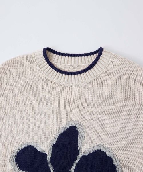 MONO-MART LADY'S(モノマートレディース)の「フラワージャガードニットプルオーバー(ニット/セーター・レディース・ネイビー/ボルドー/アイボリー/グレー/カーキ/スミクロ/ブラウン・FREE)」の8枚目の写真