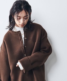 ＜大きいサイズ＞ヘンリーネックニットプルオーバー シックスタイル