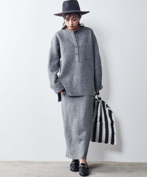 CHIC STYLE（シックスタイル）の「＜大きいサイズ＞ヘンリーネックニットプルオーバー シックスタイル（ニット/セーター・レディース・グレー/ブラウン/ブラック・3L/LL/5L/4L/6L/8L/L）」の15枚目の写真