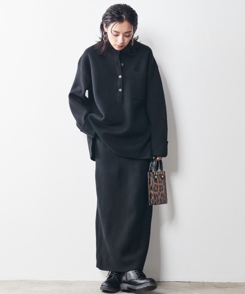 CHIC STYLE（シックスタイル）の「＜大きいサイズ＞ヘンリーネックニットプルオーバー シックスタイル（ニット/セーター・レディース・グレー/ブラウン/ブラック・3L/LL/5L/4L/6L/8L/L）」の16枚目の写真